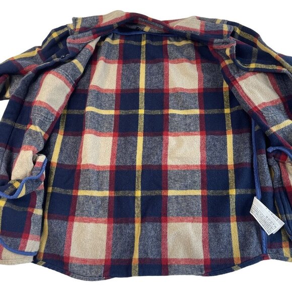 Abercrombie & Fitch Flannel Button Down Plaid Cotton Shacket Pockets SZ S Red Bl - Picture 4 of 10